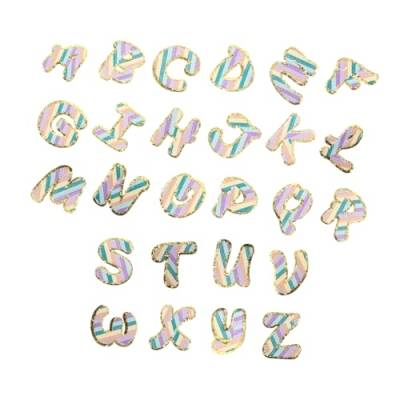 OSALADI 26 Stück Teiliges Bunte Englische Buchstaben Patches mit Goldrand Selbstklebend und Bestickt Vielseitige Bügel Nähapplikationen zum Dekorieren und Reparieren von Kleidung DIY von OSALADI
